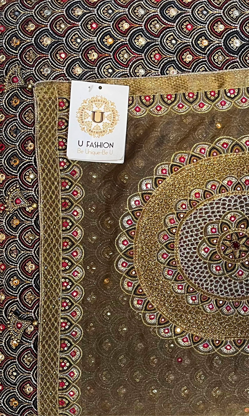 Antique Gold Tissue Georgette Saree