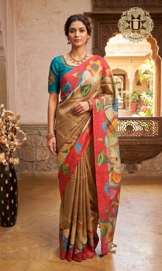 Dark Gold Floral Nandi Print