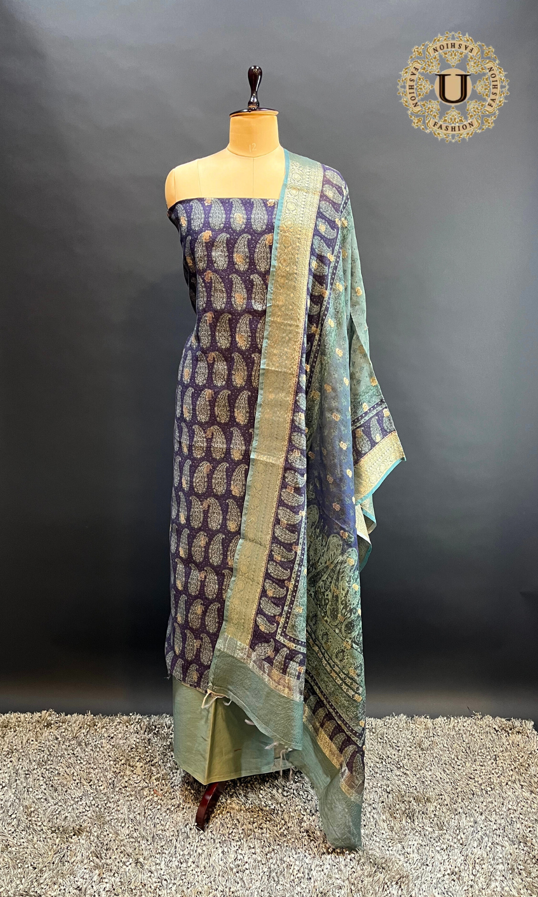 Blue Spun Silk Unstitched Suit