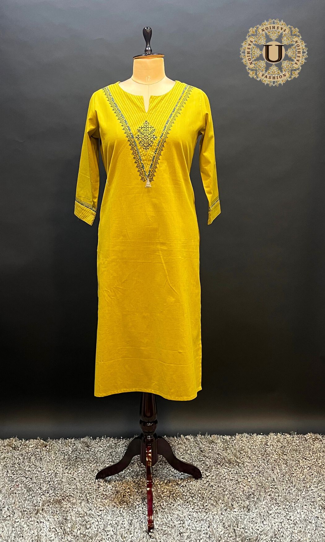 Bright yellow cotton long kurti