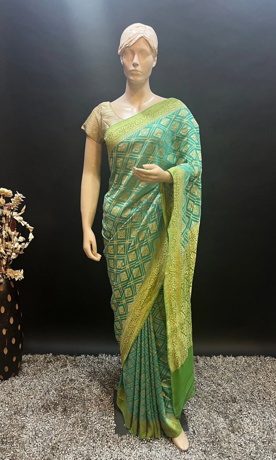 Pista Green Georgette Zari Woven Saree