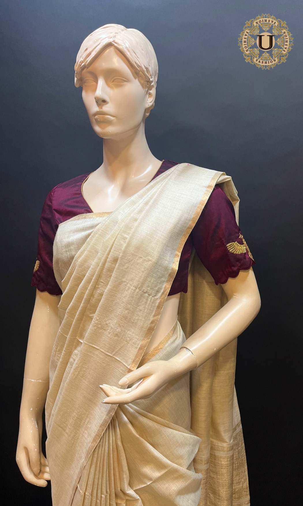 Offwhite Desi Tussar Silk Saree
