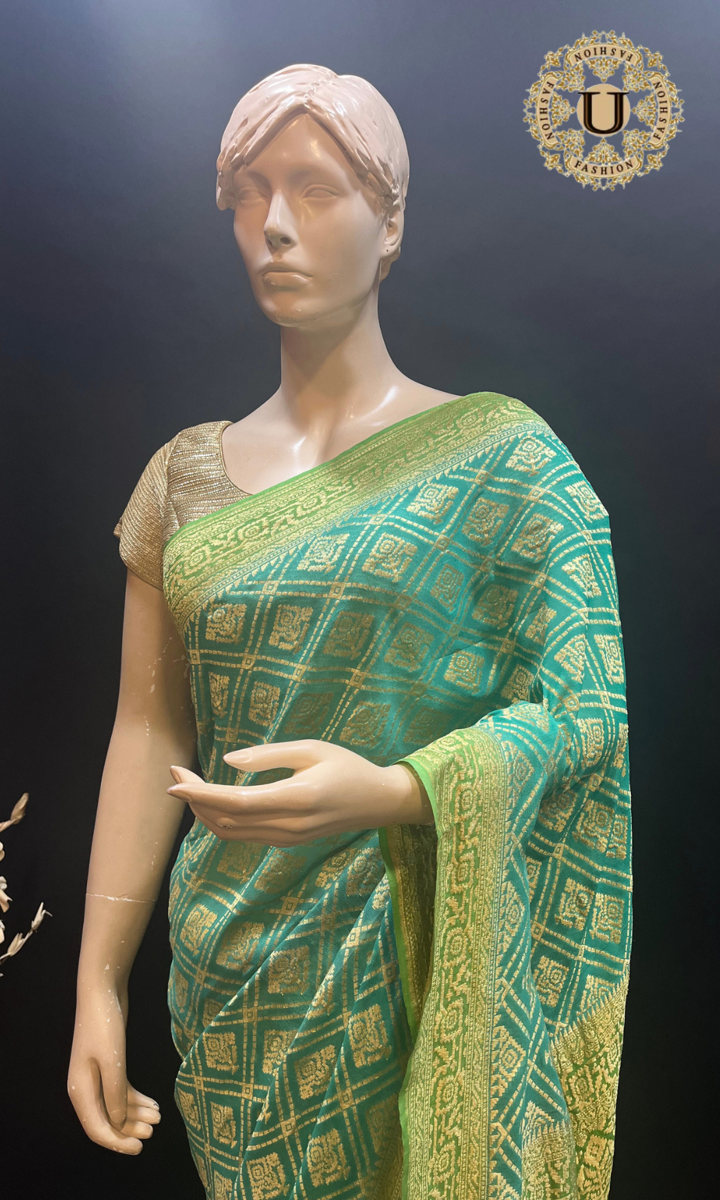 Pista Green Georgette Zari Woven Saree