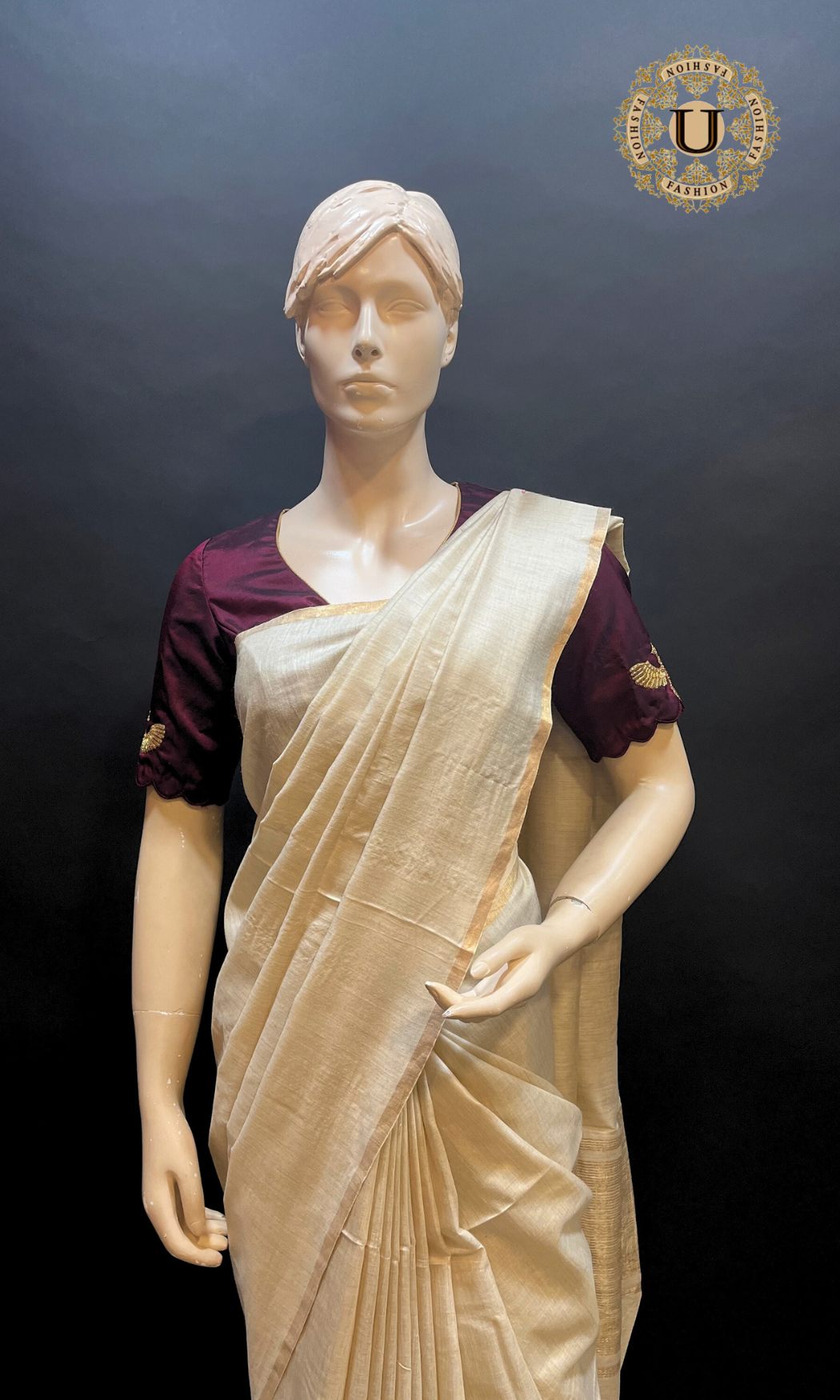Offwhite Desi Tussar Silk Saree