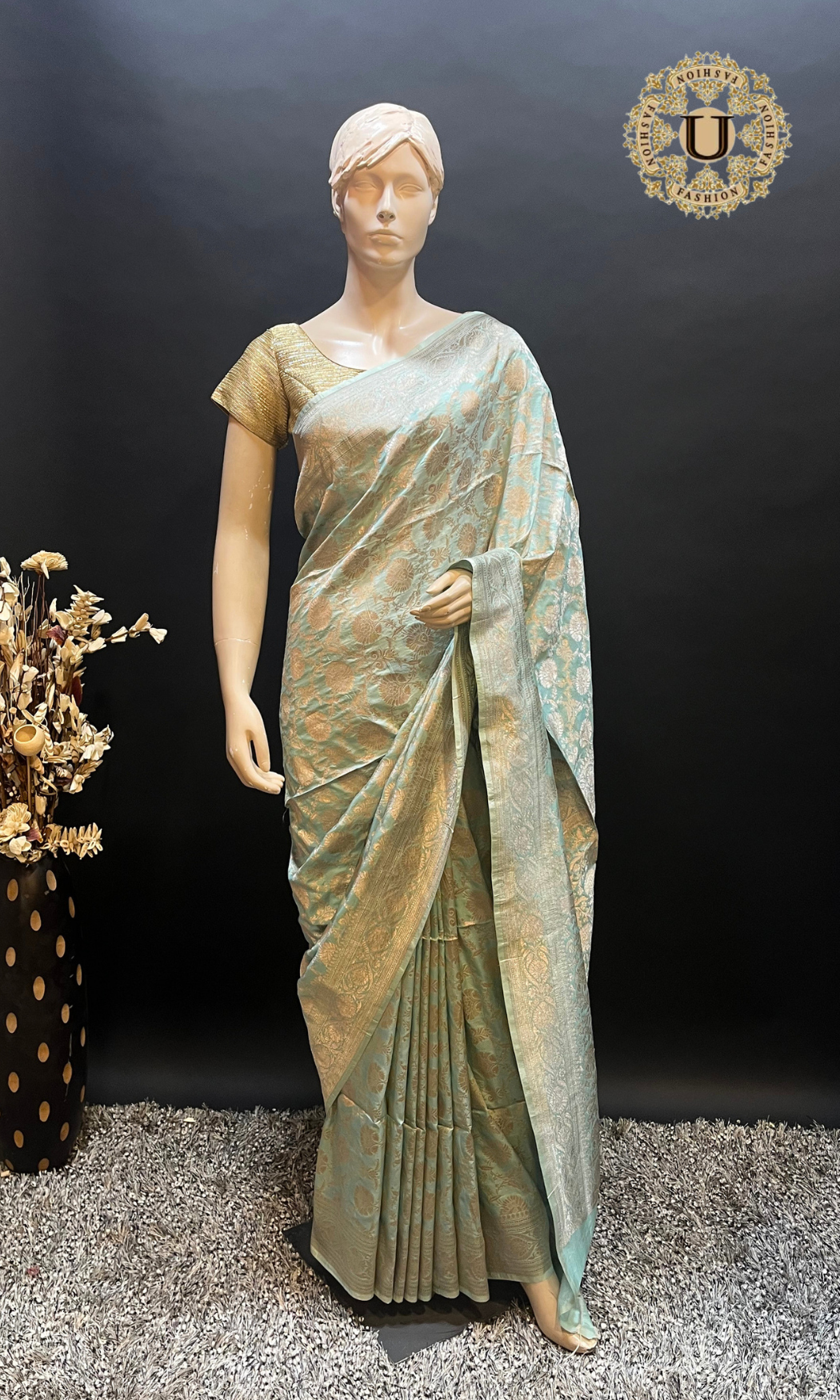 Soft Pista Zari Woven Banarasi Saree