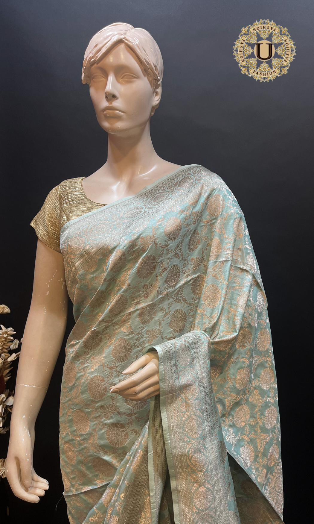 Soft Pista Zari Woven Banarasi Saree