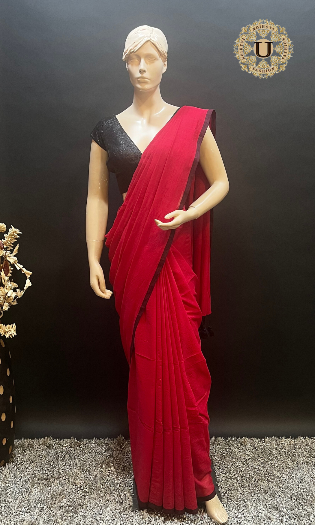 Red Mul Cotton Handloom Saree