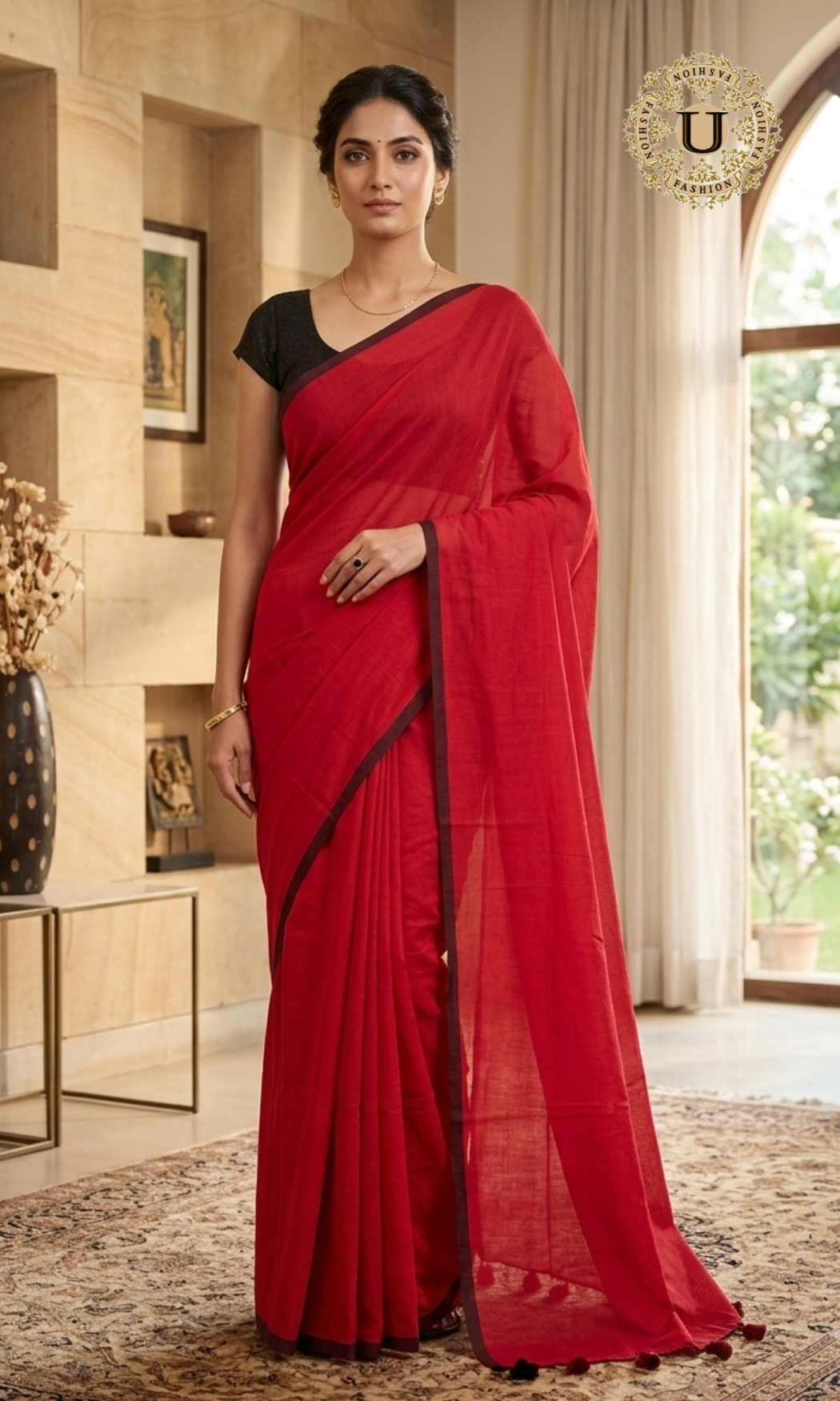 Red Mul Cotton Handloom Saree