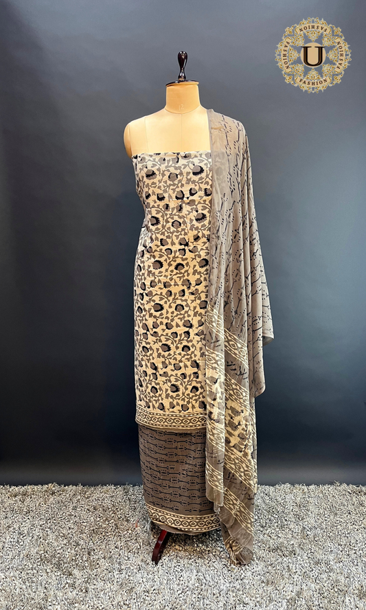 GRAY SOFT COTTON UN-STICHED SUIT