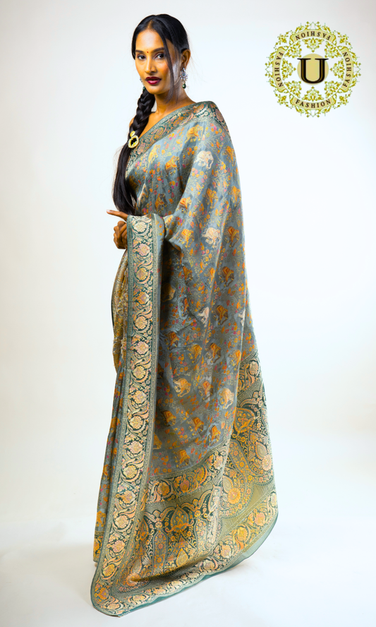 Light Green Viscose Silk Woven Saree