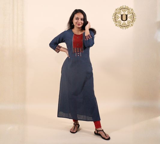 Blue Cotton Long kurti