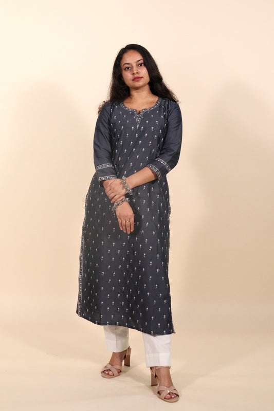 Spun blended embroidered long kurti