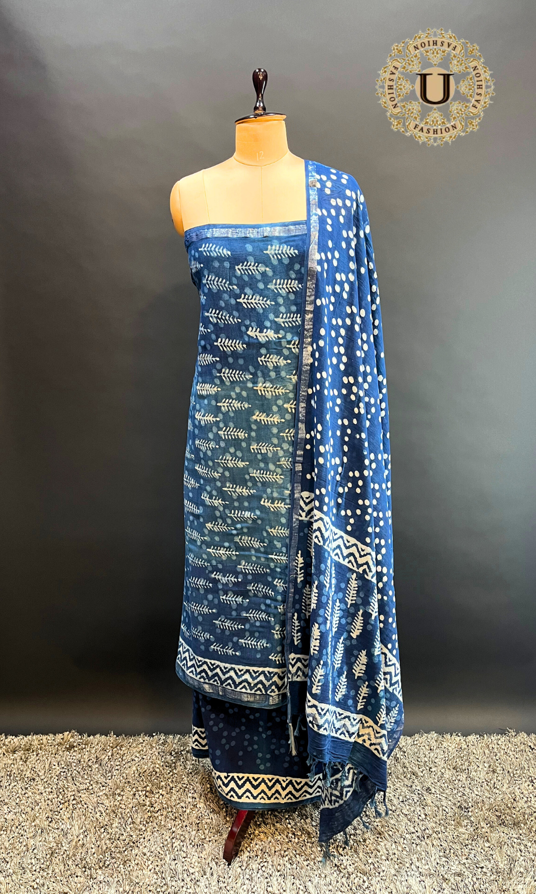 INDIGO BLOCK PRINTED COTTON LONG KURTI