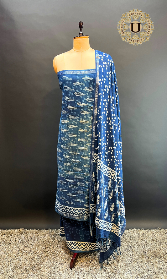 INDIGO BLOCK PRINTED COTTON LONG KURTI