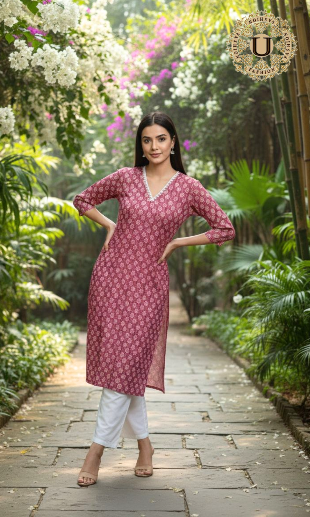 Red Cotton Printed Long Kurti