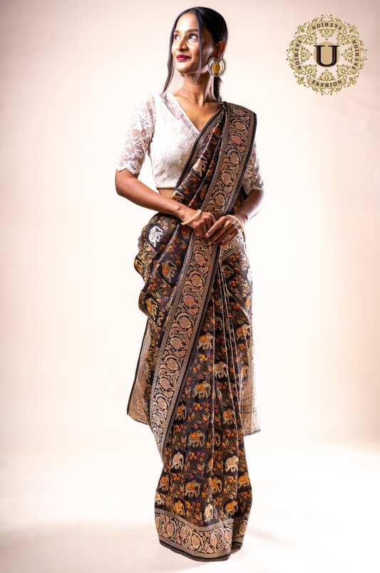 Black Satin Blended Silk