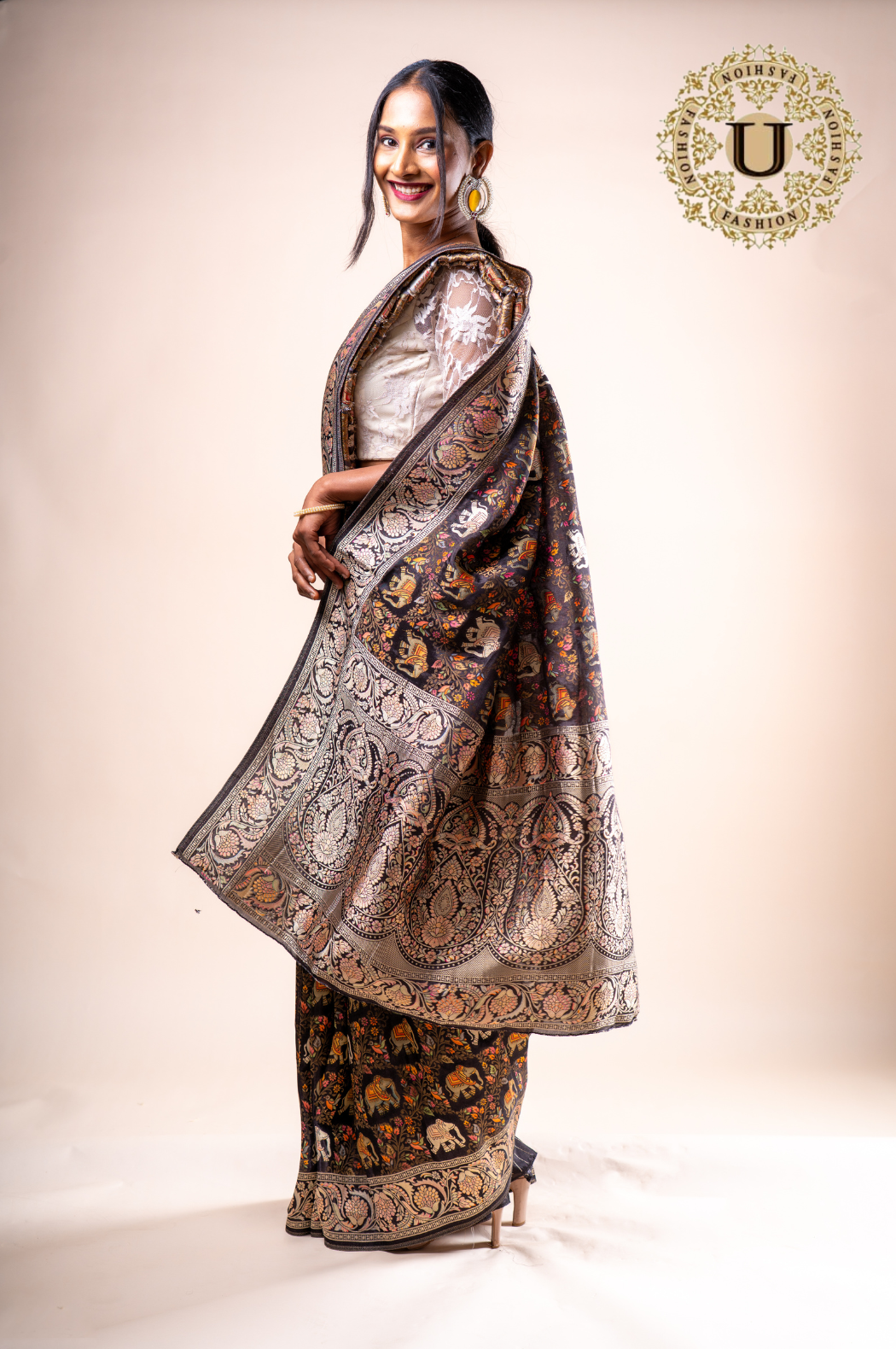 Black Satin Blended Silk