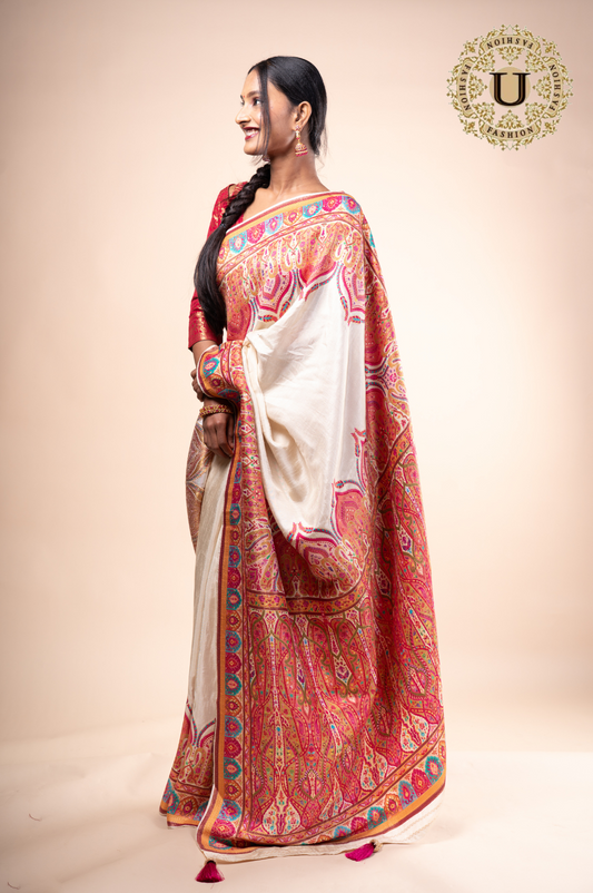 OFFWHITE SILK VISCOSE SAREE