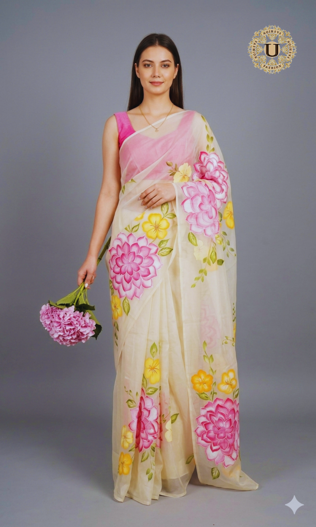 Off white Hand Painted saree