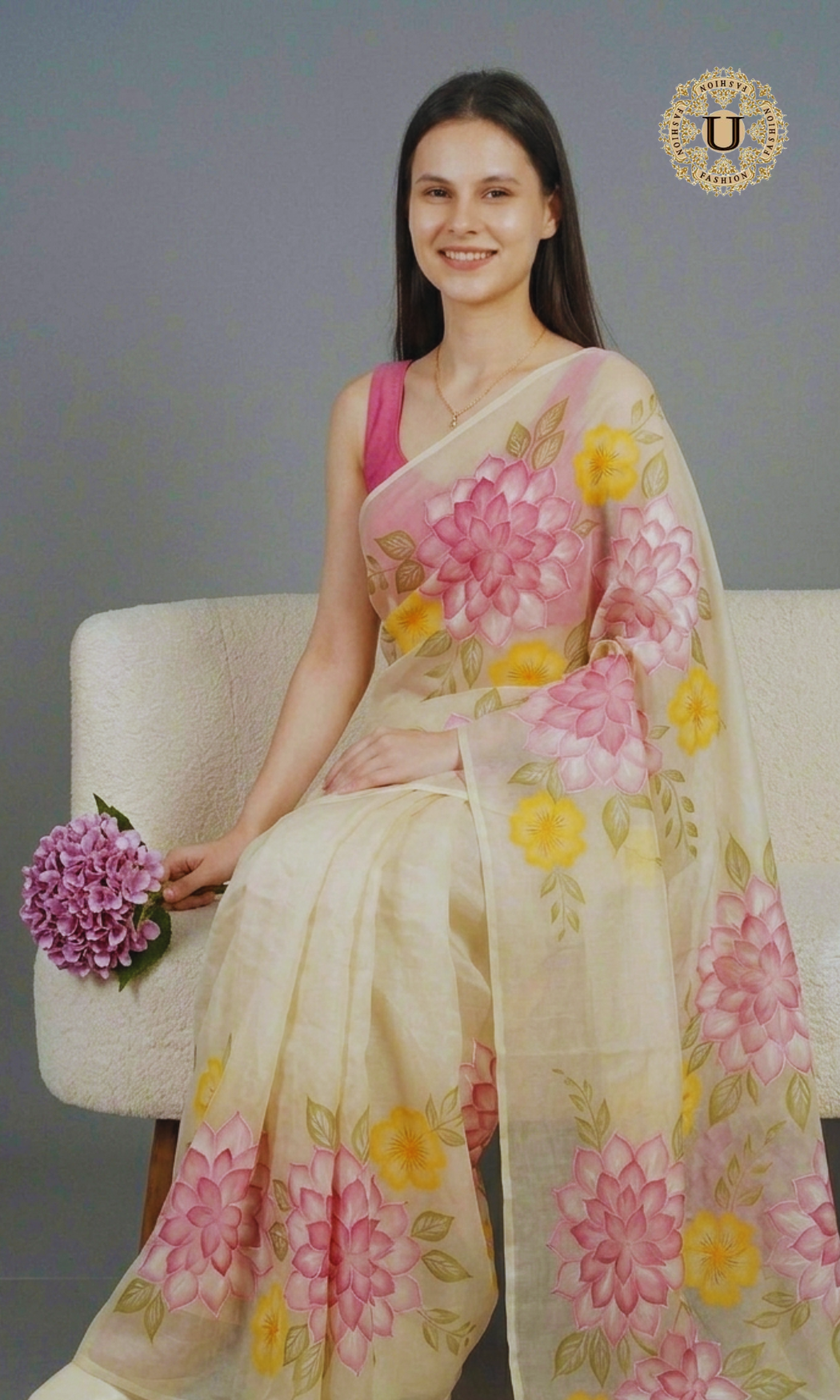 Off white Hand Painted saree