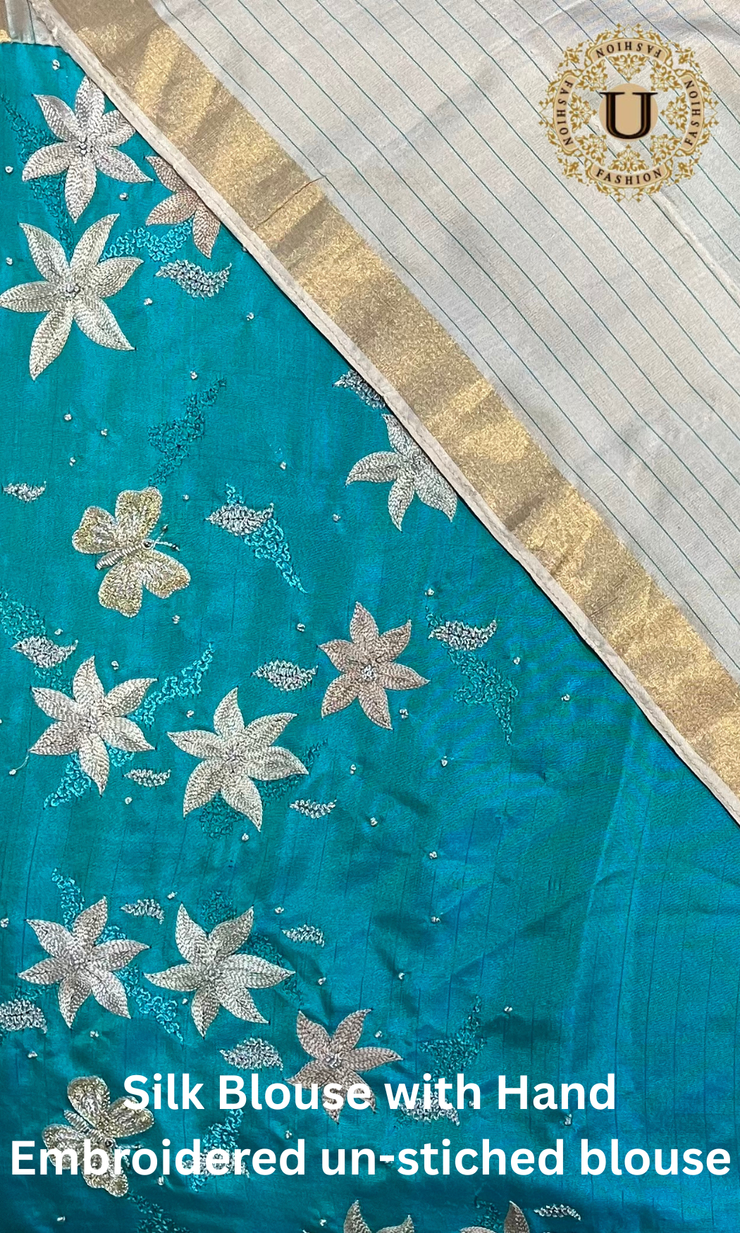 Faun with Blue Pallu Silk Saree