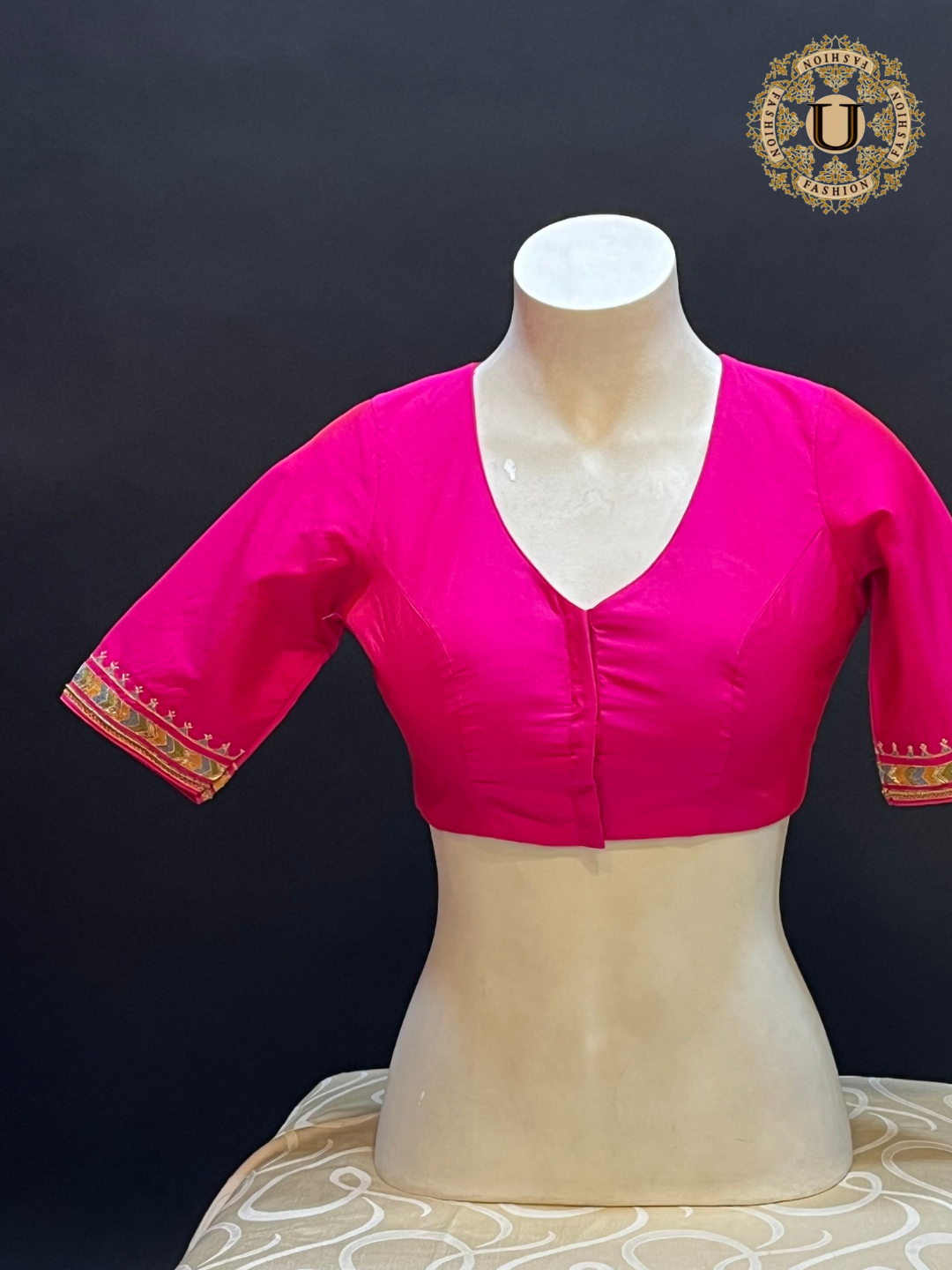 Pink Embroidered Silk Blouse