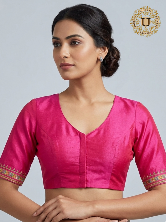 Pink Embroidered Silk Blouse