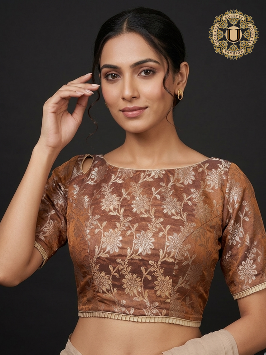 Brown Brocade designer blouse
