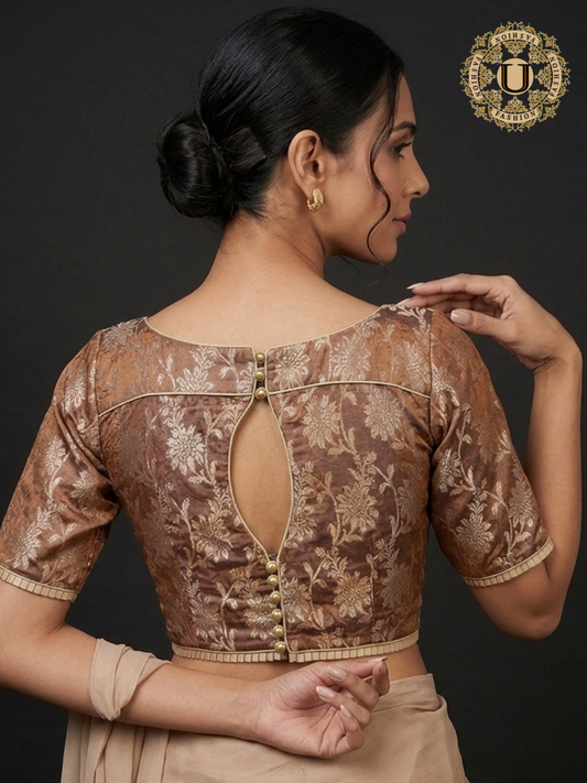 Brown Brocade designer blouse