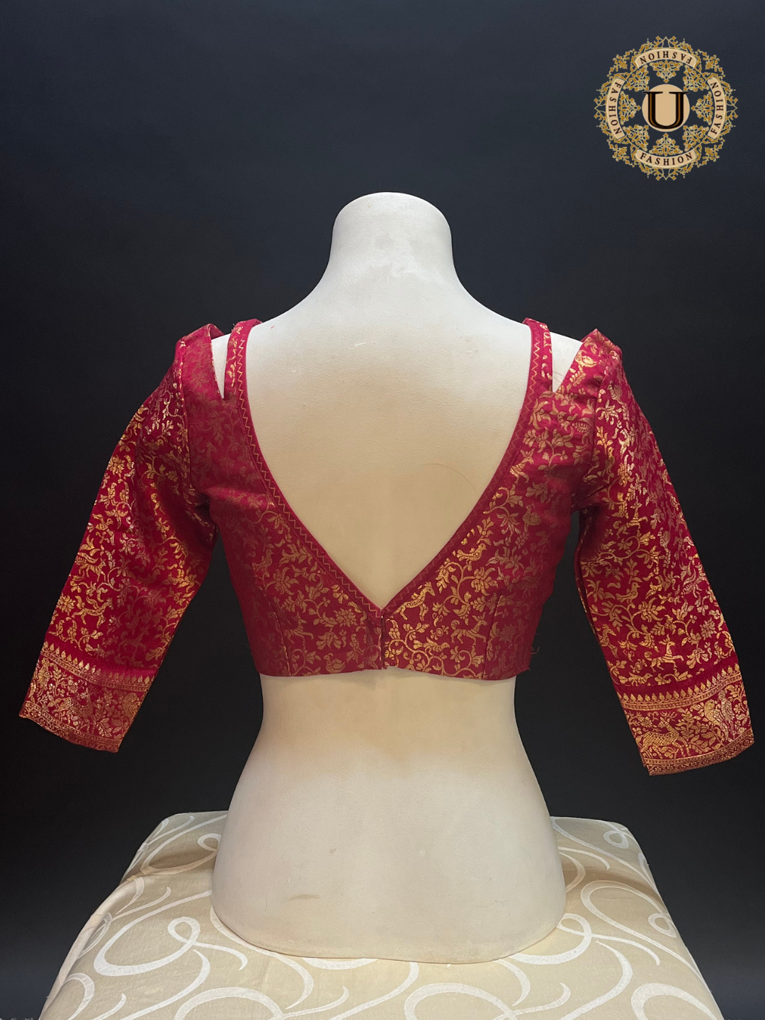 Oil Red Brocade Designer Blouse