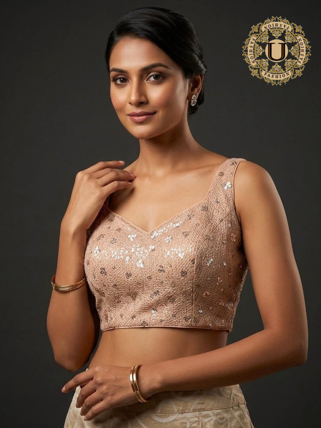 Copper Sequin Sleeveless Blouse