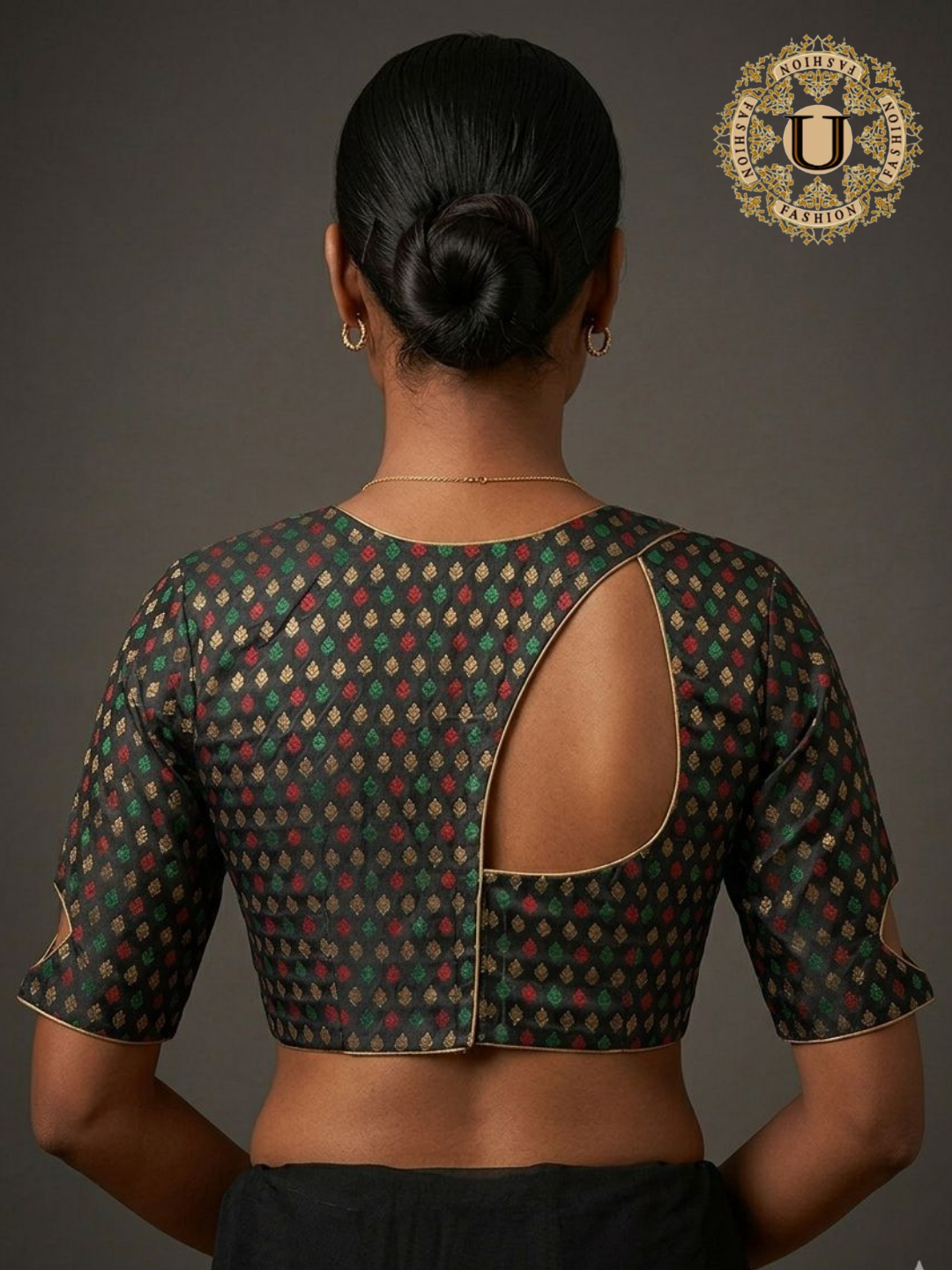 Black Silk Brocade Designer Blouse