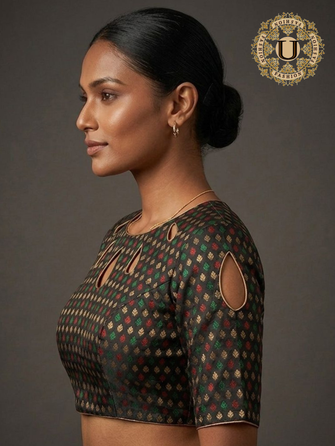 Black Silk Brocade Designer Blouse