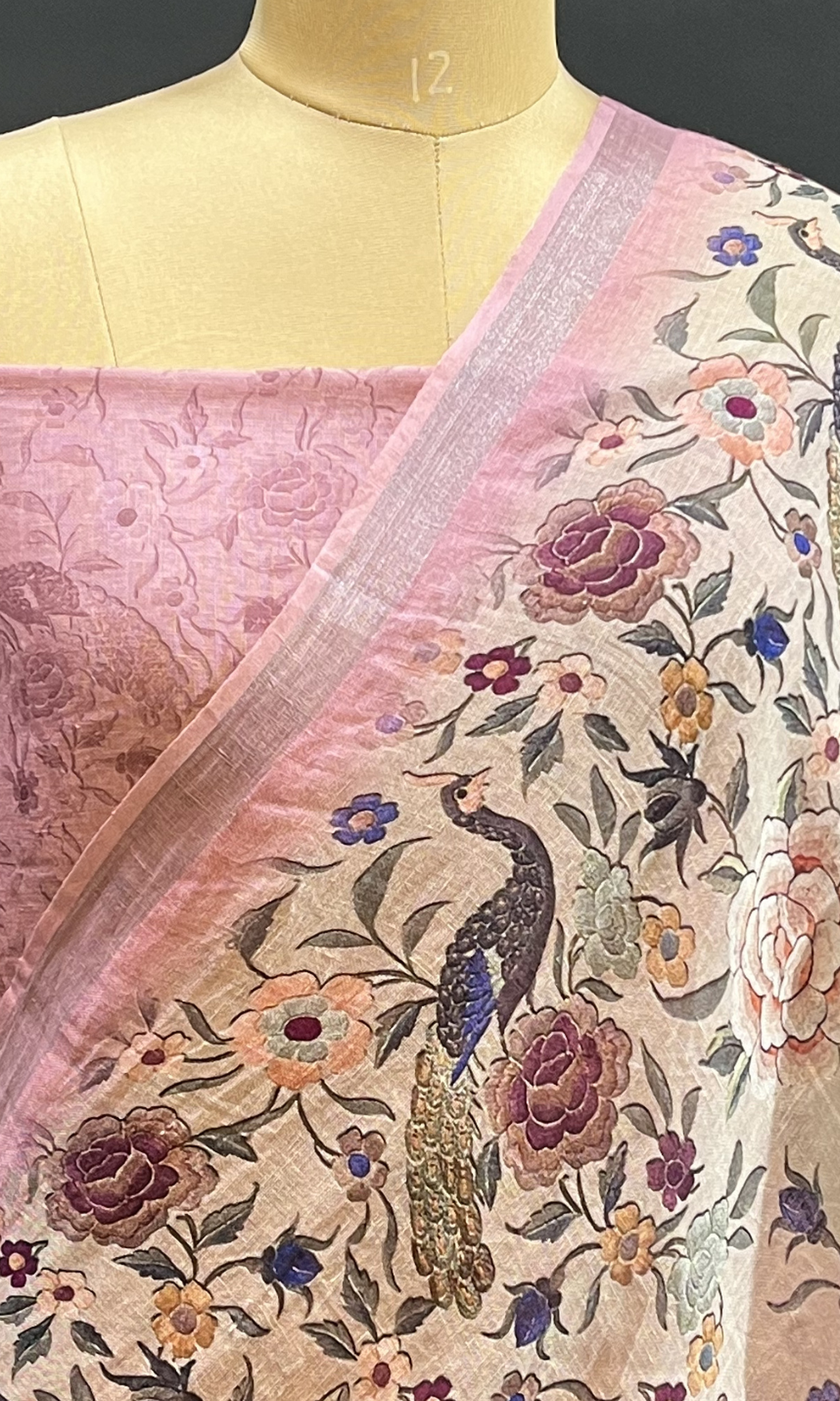 Pink Linin Digital Printed Un Stitiched Suit.