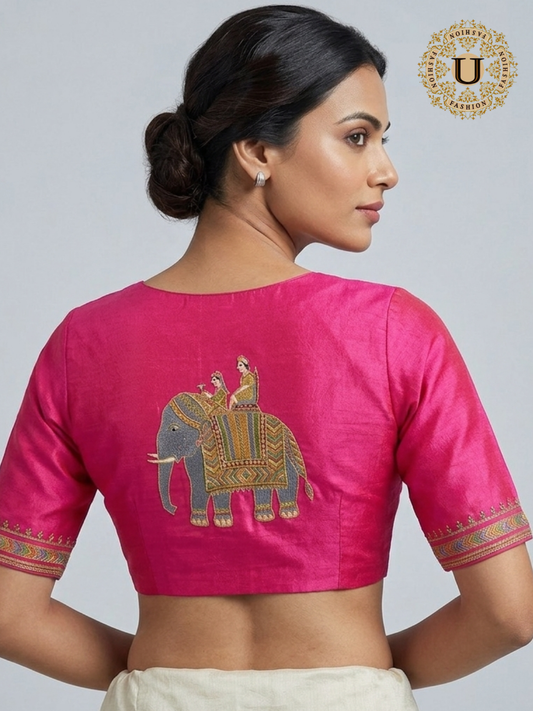 Pink Embroidered Silk Blouse