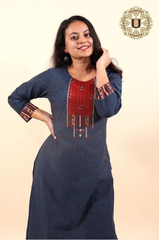 Blue Cotton Long kurti