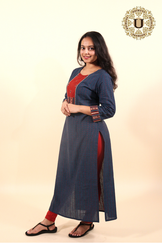 Blue Cotton Long kurti