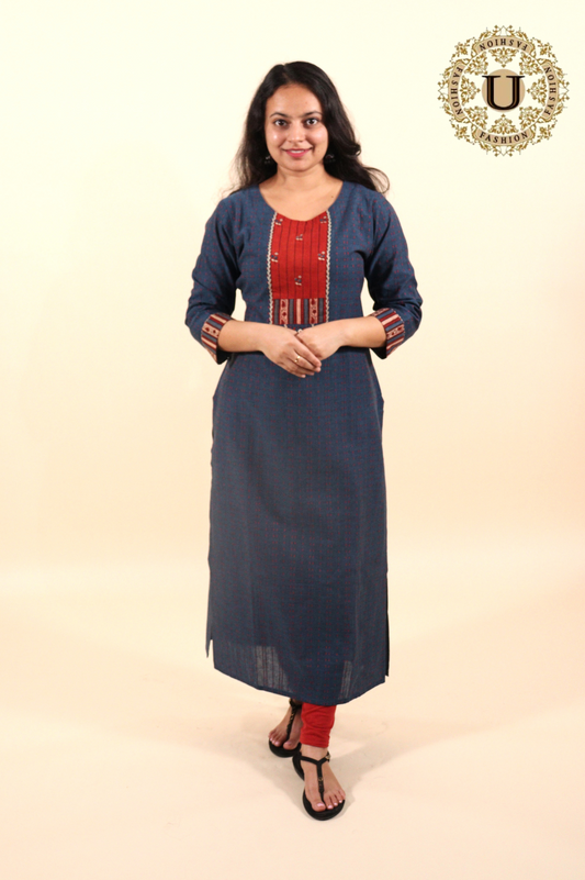 Blue Cotton Long kurti