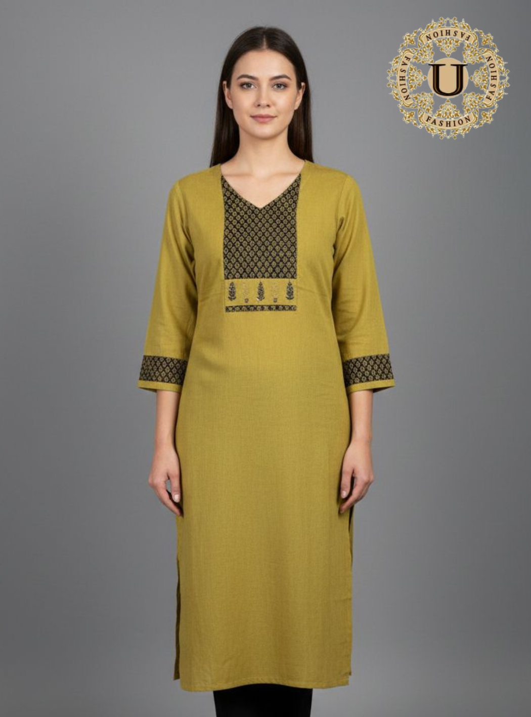Mehendi Green Cotton Long Kurti