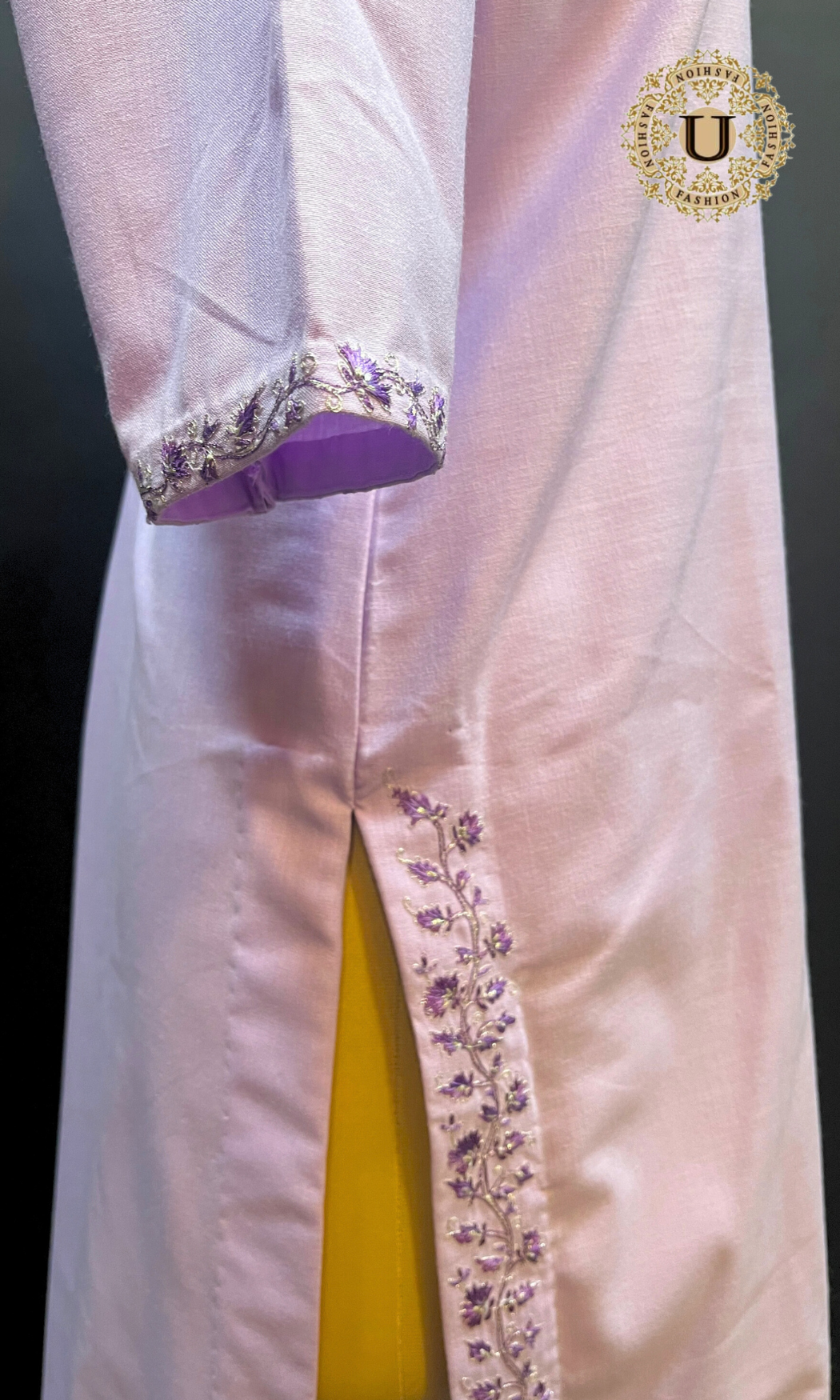 Lavender spun embroidered long kurti