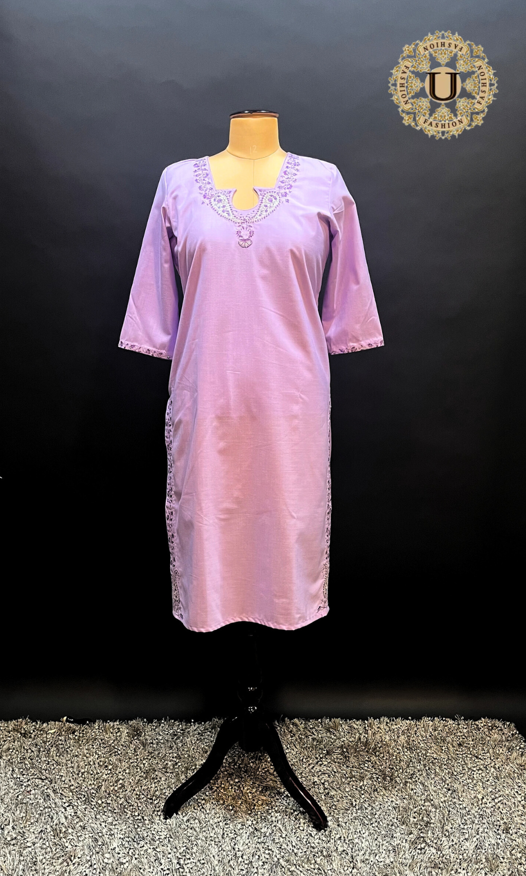 Lavender spun embroidered long kurti