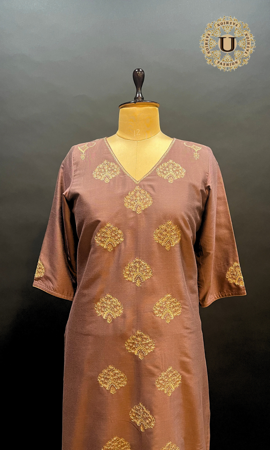 Chocolate Spun Long Kurti with Zari Embroidery