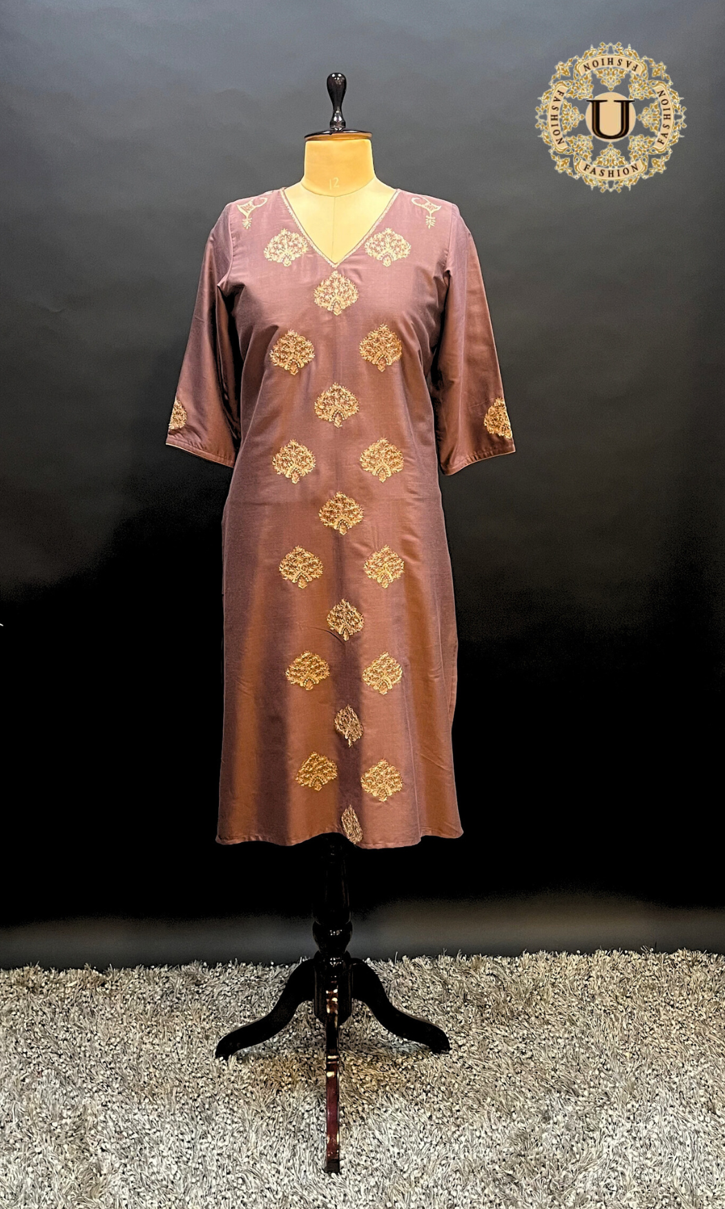 Chocolate Spun Long Kurti with Zari Embroidery
