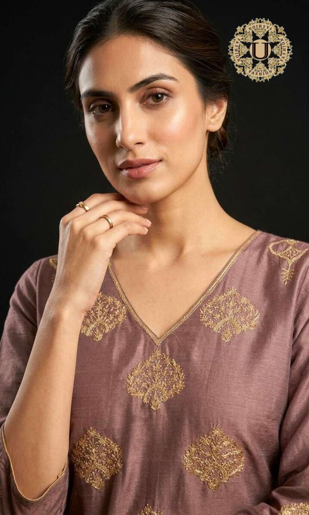 Chocolate Spun Long Kurti with Zari Embroidery