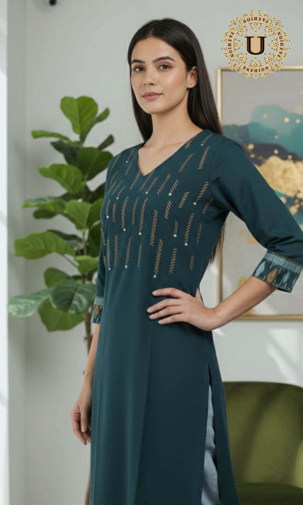 Midnight Green Cotton Long Kurti
