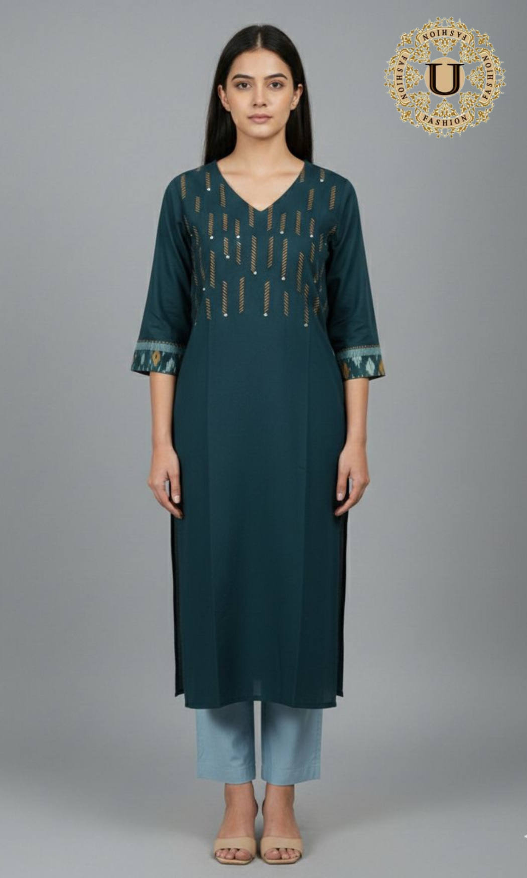 Midnight Green Cotton Long Kurti