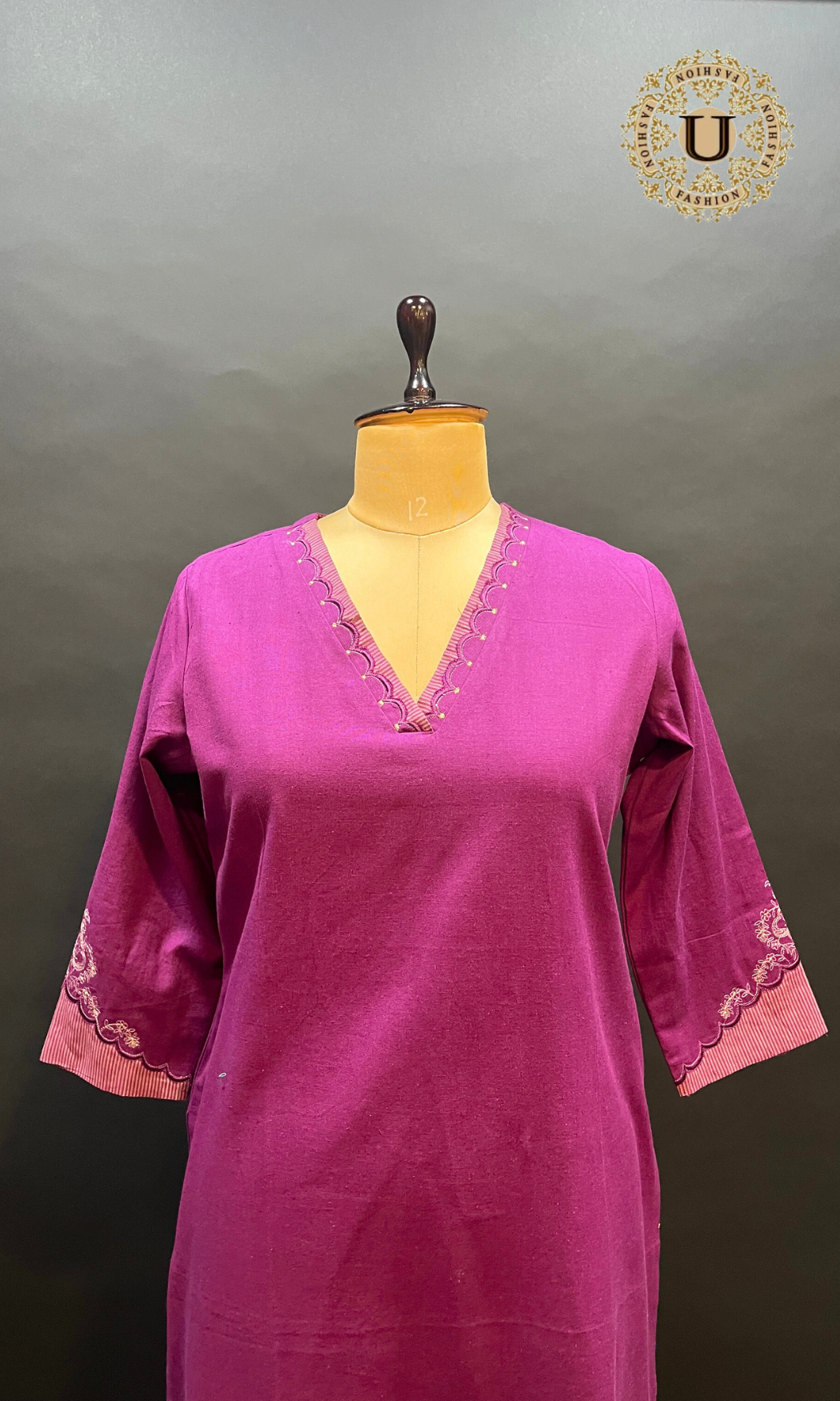 Purple Printed Cotton Long Kurti